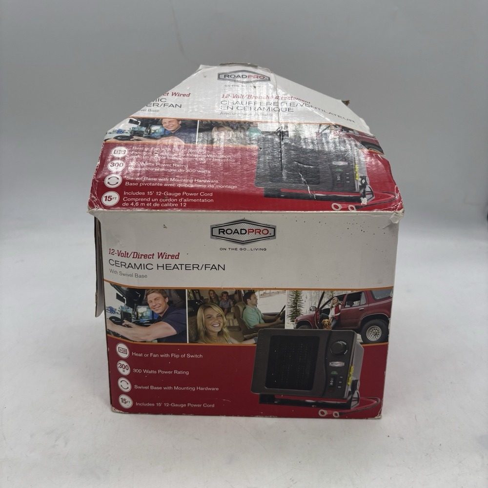 RoadPro 12-Volt Direct Hook-Up Ceramic Heater Fan w/ Swivel Base RPSL-681 Camp